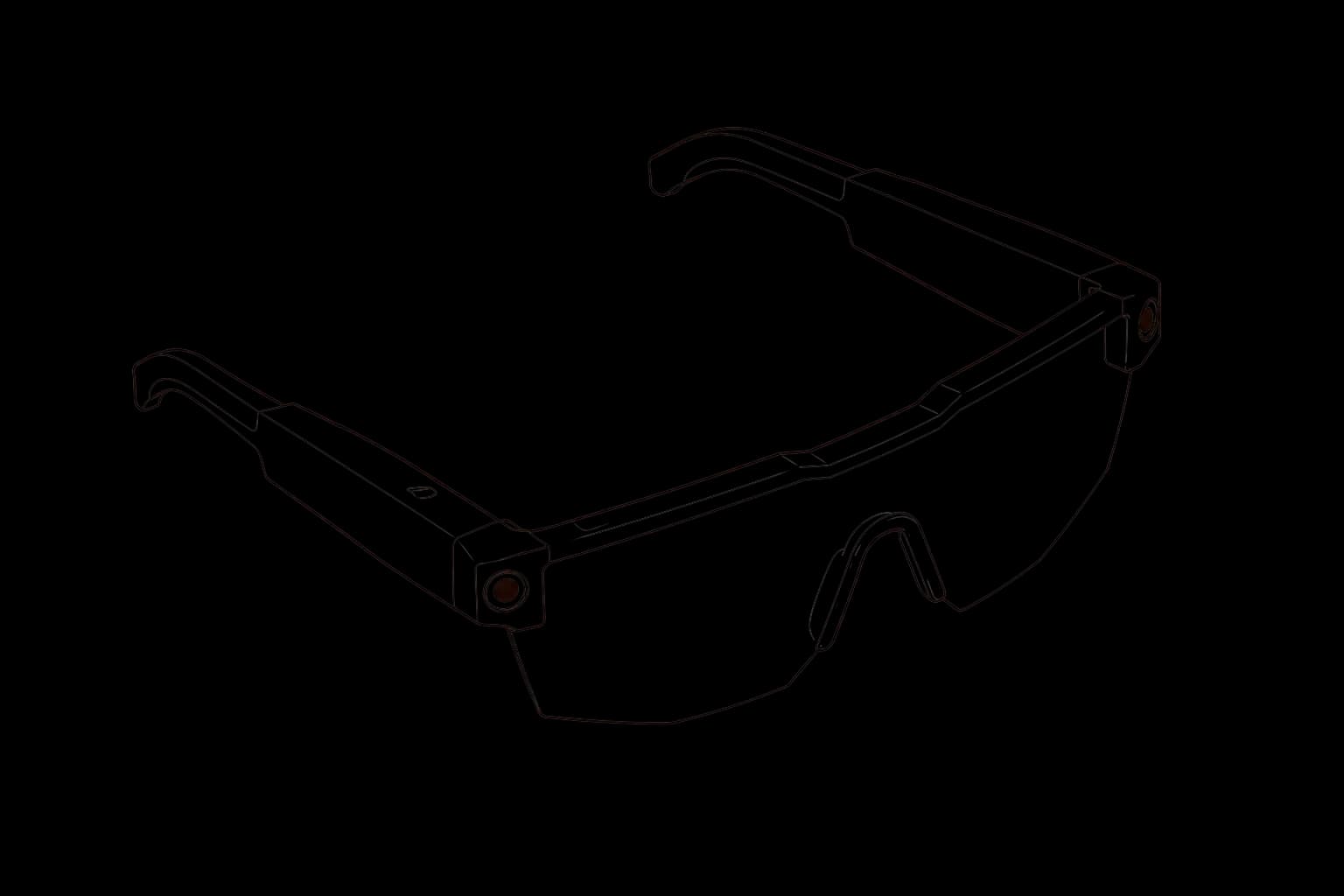 Safety-glasses form factor — line illustration